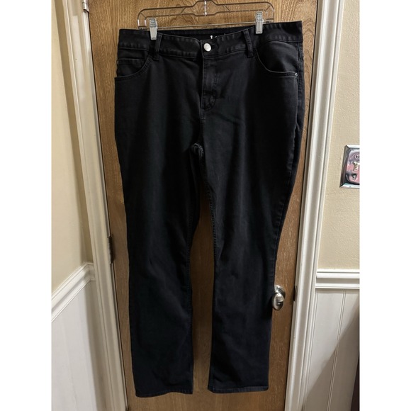 Lee Riders Bootcut Jeans Womens Size 18W L Black Denim Stretch Soft Comfort - Picture 1 of 6